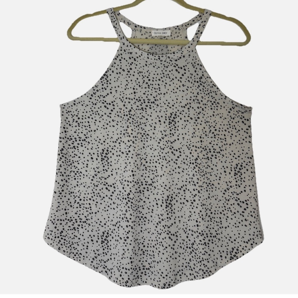 NWT Olivia Grey Leopard Print Sleeveless Tank Top Women's Size S Polyester